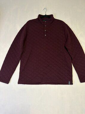 Perry Ellis Men’s Quilted Snap Pullover Burgundy Size Large